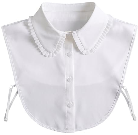 TOPPERFUN Faux Col Détachable en Chiffon Blanc pour Femmes, Col Chemisier Élégant Volants, Accessoire pour Robes et Blouses Lors de Mariages ou Fêtes