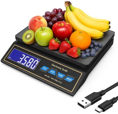 Bilancia da cucina digitale da 30 kg, USB-C ricaricabile e precisa