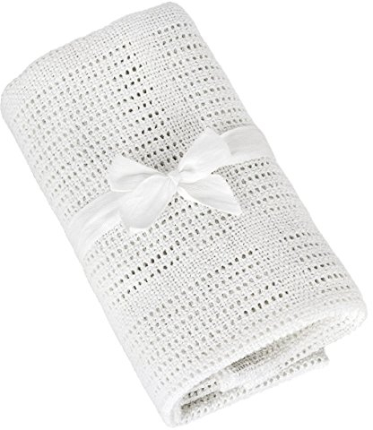 TALINU Babydecke aus 100% Baumwolle mit süßer Geschenkschleife, Maße: 70 cm x 90 cm –Erstlingsdecke, Baumwolldecke, Kuscheldecke, Strickdecke