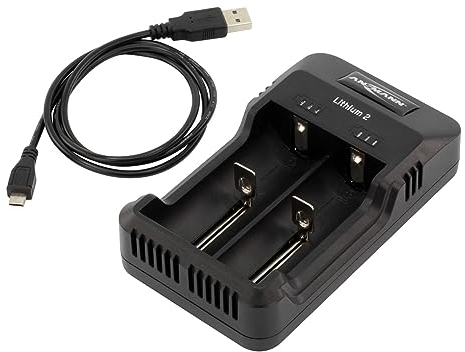 Ansmann 1001 – 0050 – Cargador para 1 – 2 Pilas Recargables Li-Ion (3,6 V/3,7 V) Negro