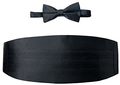 Spring Notion Men's Cummerbund and Bow Tie Set Black