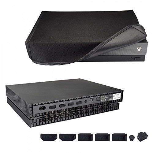 eXtremeRate Cover Copertura Antipolvere per Xbox One X Console,Coperchio Protezione Custodia Protettiva Impermeabile con Tappi Antipolvere per Xbox One X Console