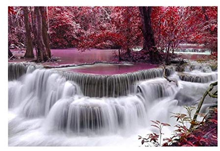 SuperPower® 1000 pezzi Foresta Cascata Puzzle Montagne Cascata Paesaggio Casa Cornice per foto Decorazione Puzzle in legno per Adulti, Finitura Dimensioni 30x20 pollici