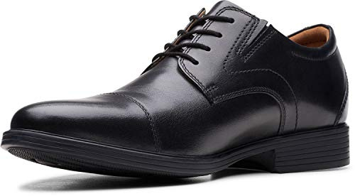 Clarks mens Whiddon Cap Oxford, Black Leather, 10.5 US