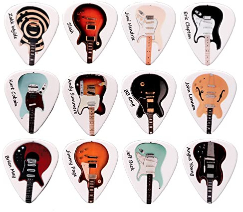 12 Guitar Plectrums featuring Famous Guitars - Harmony Picks