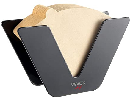VEVOK CHEF Porta filtro da caffè con 100 pezzi di carta filtrante di stoccaggio del caffè Rack di carta filtro del caffè Stand accessori per caffè per V60 e filtri da caffè a cono