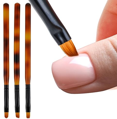 cobee Lot de 3 pinceaux nettoyage pour nail art - Brosse à ongles - Outils de peinture (rond, incliné, plat)