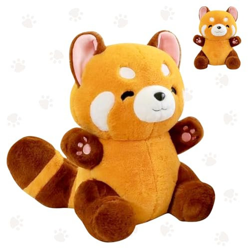 Giugio Roter Panda Kuscheltier, 35cm Red Panda Plush, Kuscheliger Panda Plüsch, Kawaii Flauschiger Stofftier Panda Stofftier Plüsch, Panda Puppen Kissen Geschenke für Kinder Weihnachten