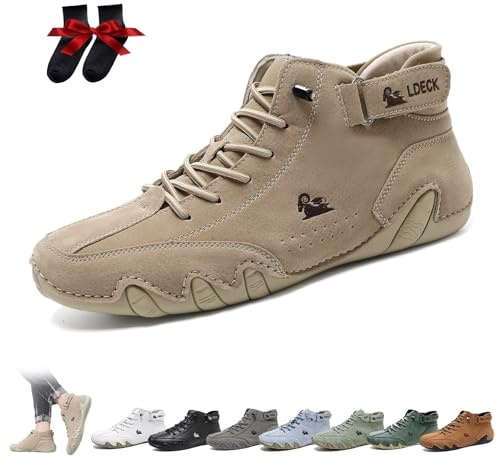 Botas Altas Italianas Hechas A Mano Unisex Zapatos Beck Minimalistas Al Aire Libre Zapatos Descalzos Informales Antideslizantes Transpirables for Caminar Senderismo Conducir Botas Chukka(Caqui,38 EU)