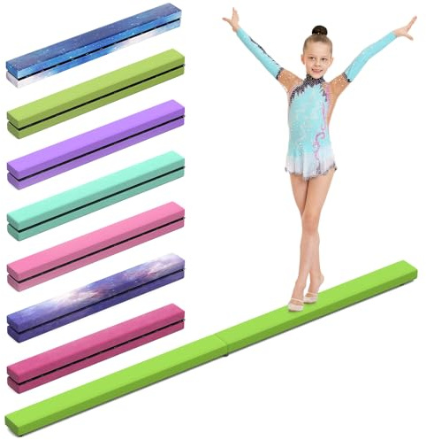 mytueetp Trave Ginnastica Artistica per Casa, Trave Ginnastica Artistica 2,1 m/220 LB, Pelle, Attrezzatura da Ginnastica Pieghevole per Ragazze, Allenamento a casa, Ginnastica Artistica