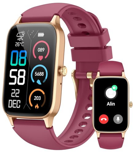 Smartwatch Damen Herren, 1,57HD Fitnessuhr mit Telefonfunktion, 2025 FitnessTracker 110+ Sportmodi, Sportuhr mit SpO2, Herzfrequenz Schlafmonitor Schrittzähler, IP68 Wasserdicht für Android iOS