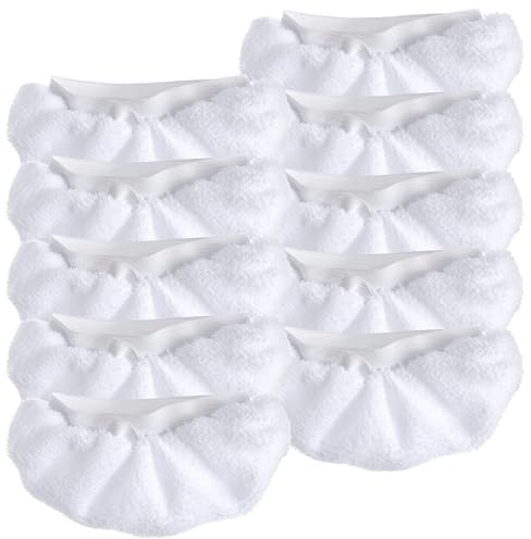 DOPENSPI 10PCS Universal Steam Mop Pads, Washable Handheld Steam Cleaner Pads Microfiber Cloths Mop Pad Steams Cleaners Attachments Steams Cleaner Accessories for Most Handheld Neat Steamed Cleaners
