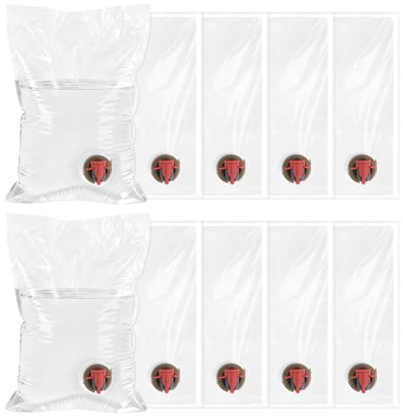 WDZGX Sacchetti di bag-in-box Set di 10 Bag in Box Vuoto Riutilizzabili e Ricaricabili per Bevande Dispenser per Picnic Campeggio Escursionismo (3L)