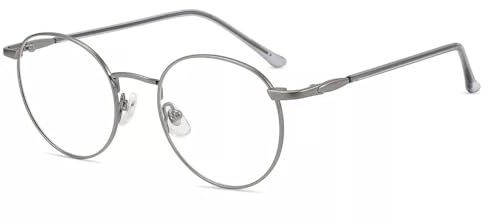 Firmoo Round Blue Light Blocking Glasses for Computer Use, Classic Round Eyeglasses Frames for Women/Men, Gunmetal