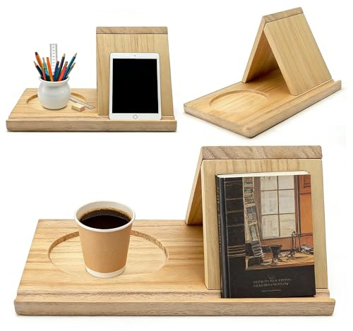 Pequeña estantería de lectura de madera, soporte de lectura triangular para libros, mesita de noche, oficina y biblioteca, diseño simple como regalo para cumpleaños, cocina y escuela