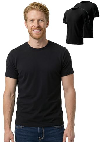 BEENIUBEE 100 % merinoull t-shirt för män 2-pack, ull kortärmad smal passform baslager, andningsbar lätt undertröja