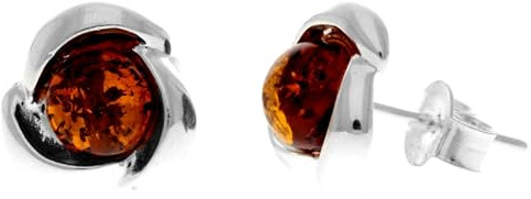 Pendientes de tuerca de ámbar báltico natural auténtico y plata de ley 925 5971, Ámbar, Ámbar