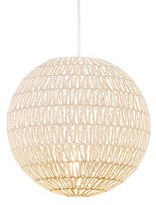 Qazqa - Design Retro-Hängelampe I Pendellampe I Pendelleuchte weiß 40 cm - Lina Ball 40 I Wohnzimmer I Schlafzimmer - Seil Kugel I Kugelförmig - LED geeignet E27