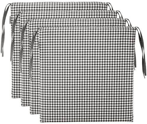 Brandsseller Sitzkissen Stuhlkissen kariert Kissen Sitzpolster - 40 x 40 cm (4er-Paket, grau)