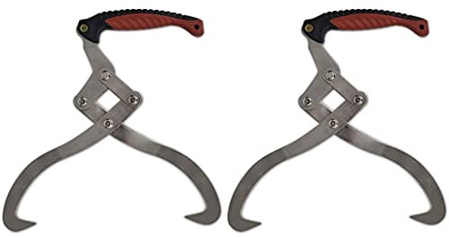 vidaXL 2 pinzas para troncos con mango de caucho termoplástico, para negocios, industriales, forestales, para madera, camping, con dos ganchos afilados