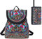 surrylake Vintage bestickte Damen-Rucksäcke, Boho-Rucksack, Geldbörse, ethnische Reise, Schultertasche für Frauen, Pinkes Blumen-Set, Small
