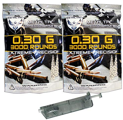 MetalTac 0.3g BB 6000 Round Bag Airsoft 6mm BBS Perfect Grade Pellet 6mm for Airsoft Guns Ammo with Speed Loader