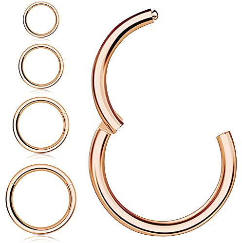 4 St Näsringar Hoop Örhängen,Kucheed 316L Kirurgiskt stål Septumring Helix Brosk Näsa Läppringar Kroppspiercing Smycken,18G-16G 6/8/10/12mm Rook Örhängen för kvinnor Män