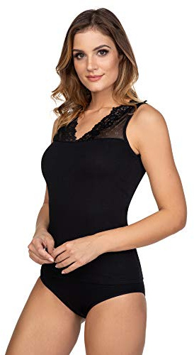 FUTURO FASHION Dam Basic Klassisk Spetstank Bekväm Elegant Top SS8