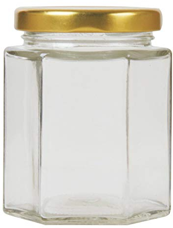 Artist Hand 72 Pack 196ml/7oz Jam Jars with Lids Hexagonal Glass Jam Jars Honey Jars Pickles Chutneys Storage with Screw Gold Lids
