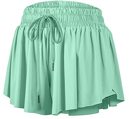 Blaosn Short de sport fluide pour femmes gym yoga entraînement course à pied vêtement de sport tennis jupe-short jupes avec poches adolescentes filles vêtements doux mignons confortables décontractés