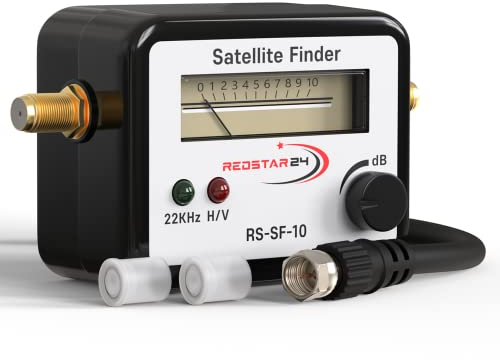 RedStar24 Pointeur Satellite - Détecteur de Signal Satellite Numérique | Satfinder avec Signal Sonore + Câble F Inclus | Appareil de Réglage pour Parabole Satellite Numérique, Testeur de Signal Sat TV