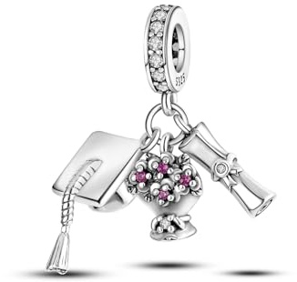 NUJIFFY Ciondoli in Argento Sterling 925 per Bracciali e Collane Ciondolo da Viaggio,Ciondolo di Laurea Bead Charm da donna, Graziosi Gioielli Regalo di Compleanno per Le donne