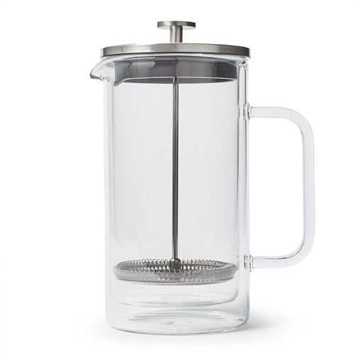 Sur La Table Classic Double-Walled Glass French Press – 8-Cup Capacity for Rich, Aromatic Coffee