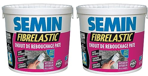 Enduit de Rebouchage Fibrelastic Semin, Fissures Vivantes, 1,5 kg, Lot de 2
