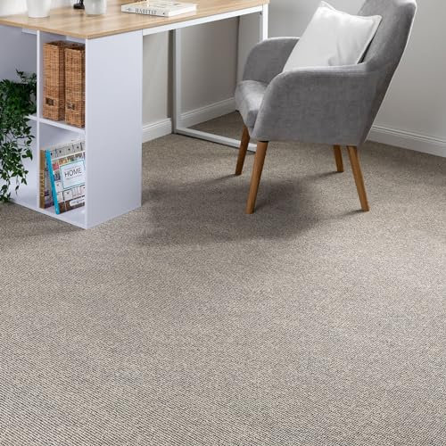 Steffensmeier Teppichboden Rhodos Meterware | Auslegware für Kinderzimmer Wohnzimmer Schlafzimmer | Beige Anthrazit, Größe: 200x200 cm