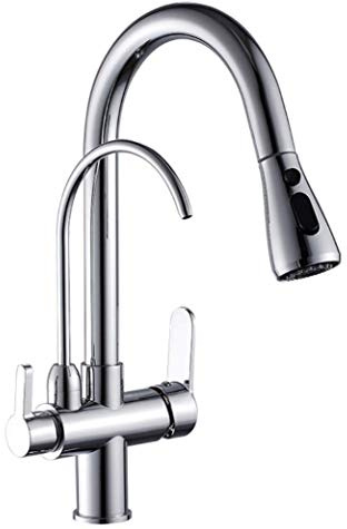 GROHES Pull Out Kitchen Taps with Drink Water Filter Function 3 in 1 Water Filter Purifier Tap Kitchen Sink Mixer Taps Brushed Nickel Chrome Black