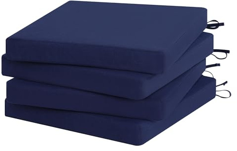 Favoyard Outdoor Chair Cushion Set of 4 Rainproof & Color Fade Resistant 19 x 19 x 2 in Square Corner Patio Furniture Cushions with Waterproof Hidden Zipper Attach Ties for Dining Table Chairs Seats