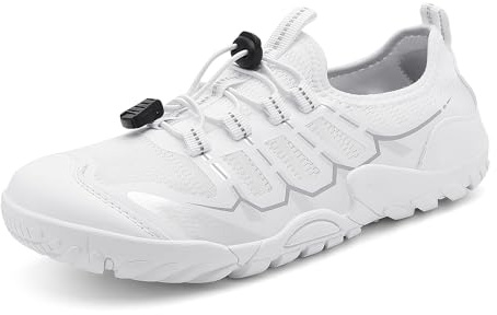 Water Shoes Wide Toe Box for Women Men Swim Beach Barefoot Shoes Quick Drying Aqua Shoes for Pool Diving Boating River Yoga Lake Surf White Size 7 Women/6 Men