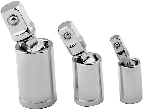 SHINEOFI Adaptateur de Douille Articulaire en Acier Argenté 3pcs Haute Dureté 1/2, 3/8, 1/4 Pouce pour Maintenance D'équipements Industriels