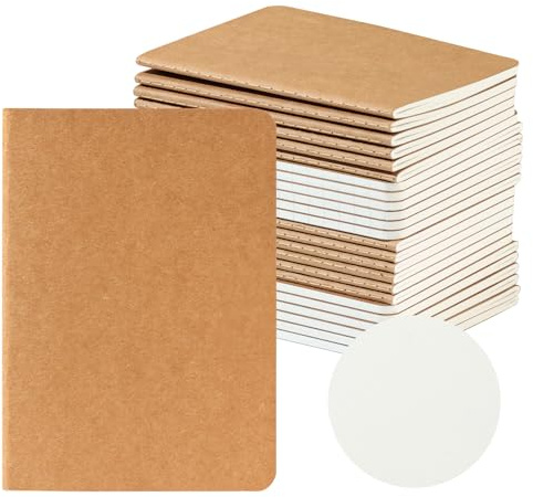 cuaderno pequeño, A6 Páginas Blancas,24 PCS Bloc de Notas A6, 60 páginas,Cuadernos de Bolsillo para Diario Escritura de la Escuela Chicos Chicas y Maestros,10x14cm,cubierta de cartón,100 g/m²