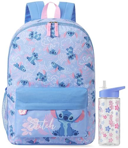 Get Trend Hello Kitty Stitch Squishmallows ryggsäck och vattenflaska för flickor, Blå söm, 2-Piece Set | 2-delat set, 43 cm bokväska, justerbara vadderade remmar, 499 ml, BPA-fri flaska med sugrör, gåvor för flickor