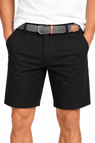 Xact Mens Cotton Oxford Chino Shorts with Belt, Regular Fit