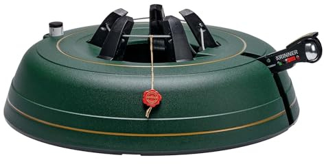 Krinner Christmas Tree Genie XXL Deluxe - Green Tree Stand - Original Single Cable Operation, Holds up to 12 ft Live Trees - Foot Pedal Setup & Water Reservoir with Level Indicator - German Made