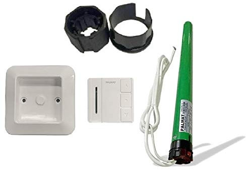 Volet roulant motorisé tubulaire PALMAT avec radiocommande intégrée Comprend un émetteur mural 1 canal (40 SW 25kg Force de Traction)