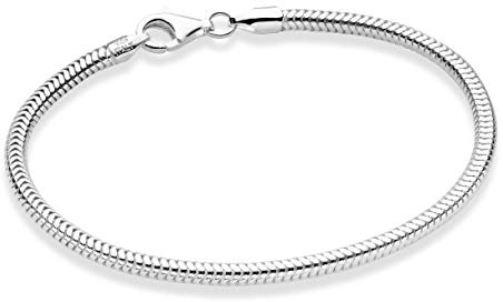 Miabella Italian 925 Sterling Silver Solid 3mm Snake Chain Bracelet for Women Men, Made in Italy(Length 6.5 Inches (XX-Small))