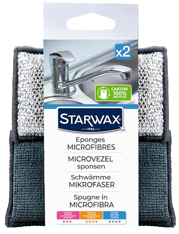 STARWAX – esponjas de Microfibra x2 – Se Pueden Utilizar para Todas Las Superficies de la casa – absorbentes, Resistentes y limpiadoras – Quitar el Polvo – Limpiar sin rayar – Fibras de poliéster y