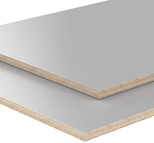 AUPROTEC 18mm Plateau de Table gris 900 mm x 800 mm Contreplaqué revêtu en mélamine 40cm-200cm au choix Panneau de Contreplaqué en Bouleau : rectangulaire 90x80 cm