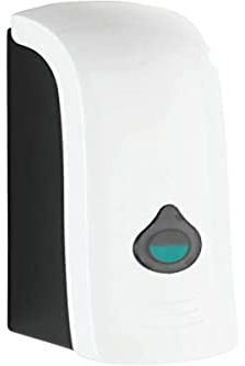 WENKO Distributeur de désinfectant et de savon Ranera S Blanc, distributeur mural hygiénique pour désinfectant, savon liquide etc., fixer sans percer, capacité : 280 ml, 7x22 x7,5cm, matière plastique