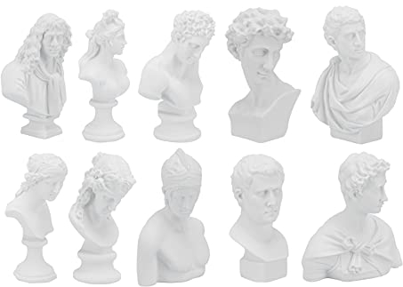 Housoutil Mini-Statuen Aus Gips, 10 Stück Griechische Mythologie Mini-Büstenstatue, Kleine Griechische Gipsbüste Aus Harz Für -Desktop-Dekoration Einrichtung Büro