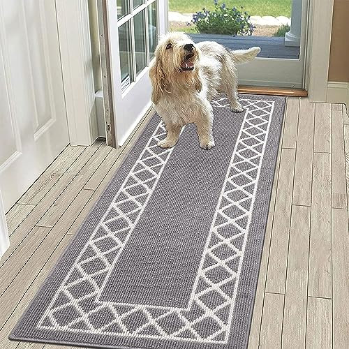 SHACOS Non Slip Hallway Runner Rug Grey 60x180 cm, Entrance Rug Runner, Washable Narrow Hall Rug, Kitchen Mat, Carpet Runner for Hallway Laundry Room Entryway